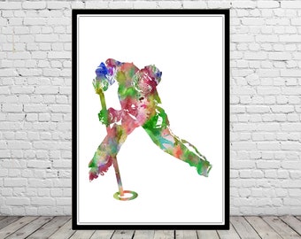 Ringette player watercolor print ringette player wall art sport lover gift sport poster unique birthday gift personalized gifts ring art