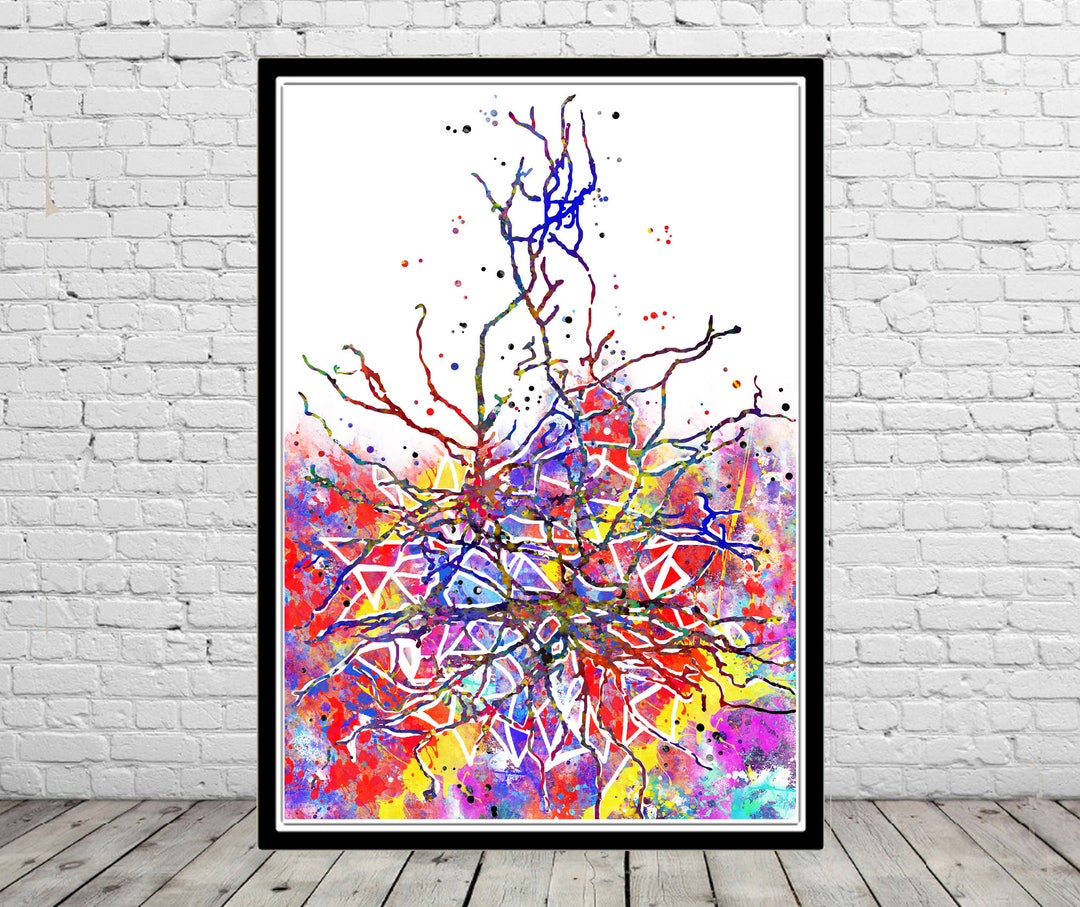 Neuron Synapses Watercolor Neural Network Medical Art Science Neurology ...