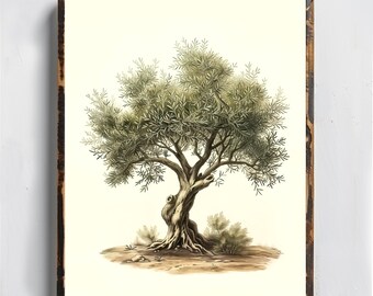 Vintage Olive Tree Drawing Antique Tree Illustration Old Drawing Print Olive Tree Botany Art Plant Artwork Kitchen Decor