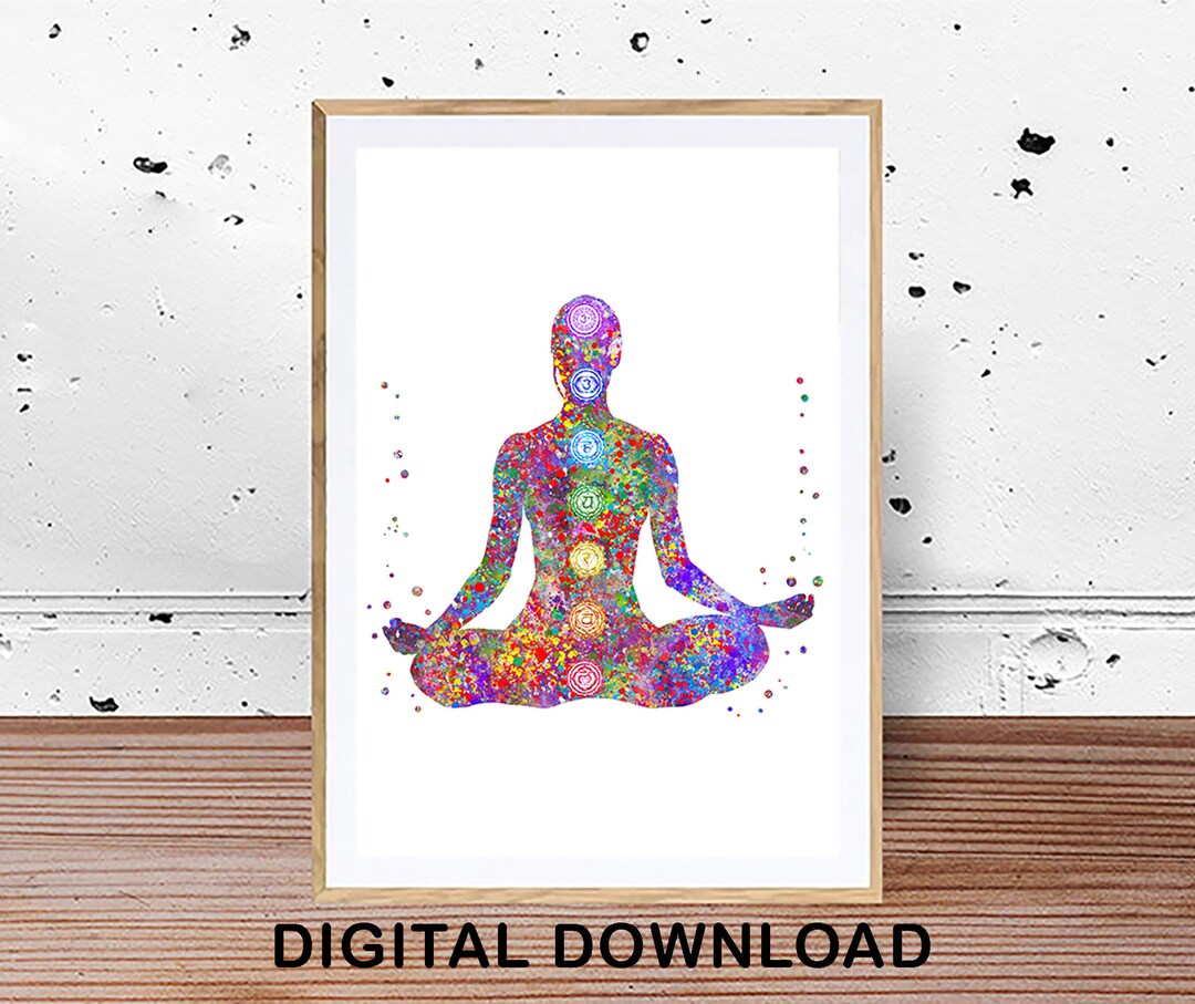 The Seven Chakras Digital Download Watercolor Print Yoga Poses ...