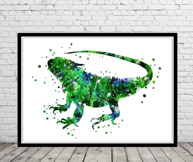 iguana poster iguana print iguana art green iguana Iguana watercolor iguana iguana watercolor iguana art print