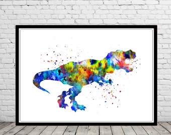 T-Rex watercolor print Tiranosaurus rex wall art dinosaur animal art unique birthday gift personalized gifts