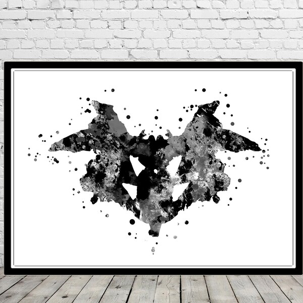 Rorschach watercolor print Rorschach wall art psychology psychology gift psychologist office decor Rorschach inkblot test card 1 wall art