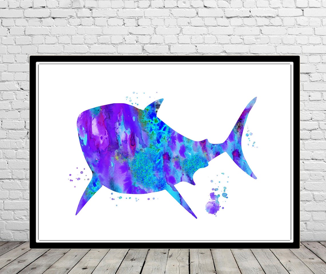 Shark Colorful shark Ocean art sea life watercolor art | Etsy