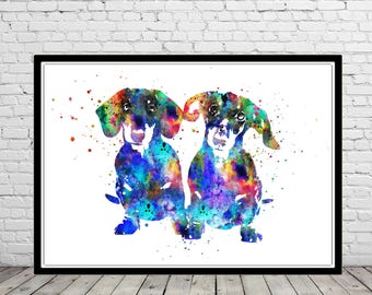 Dachshund dog watercolor print wall art Dachshund lover gift kids room decor dog lover gift unique birthday gift personalized gifts