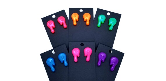 UPDATED! Iridescent Slime Drip Glow Earrings