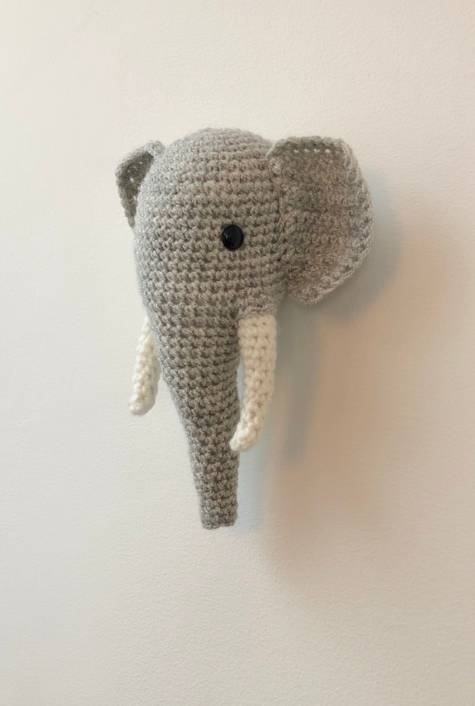 Crochet elephant head trophy style stuffed wall hanging Etsy