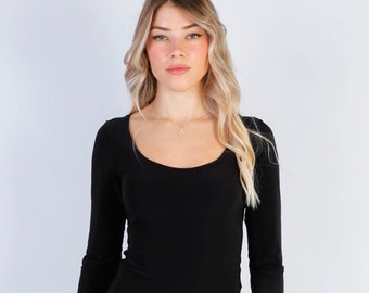 Remi Long Sleeve Round Neck Bodysuit - No Poppers