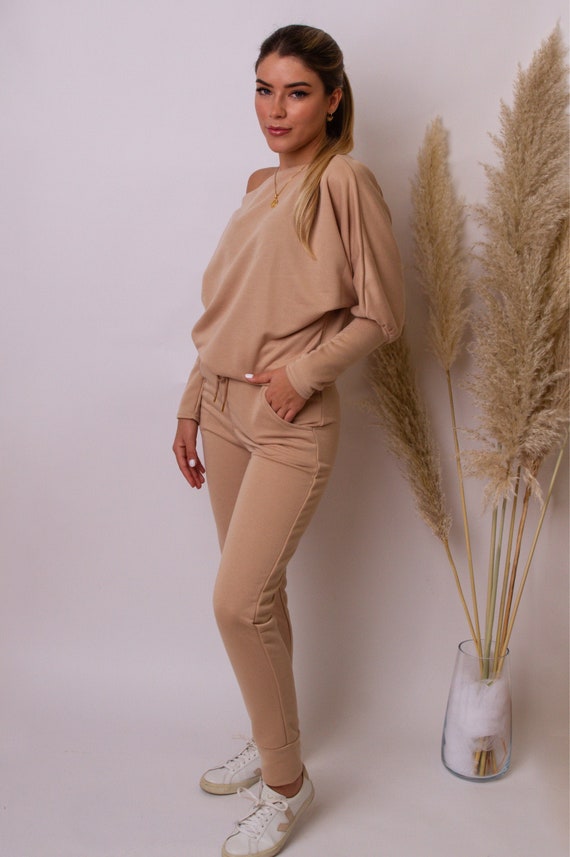 Loungewear Jogger Set in Camel Womens Co-ord Jumper and Bottom Set -   Canada