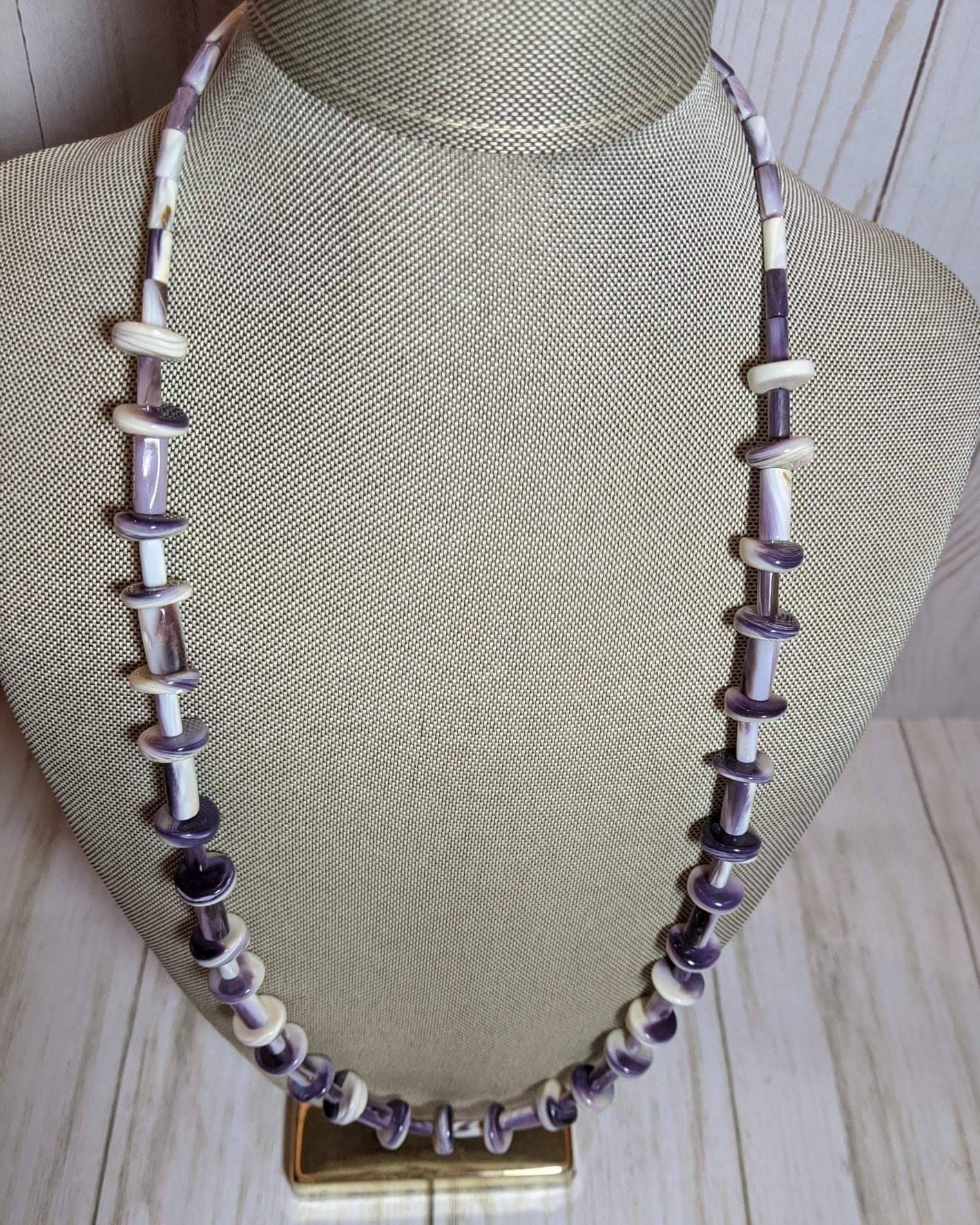 Pure Wampum bead necklace. Two sizes of wampum tube beads and Etsy