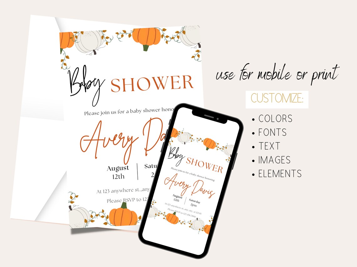 Fall Baby Shower Invitation Fall Baby Shower Invitations Etsy