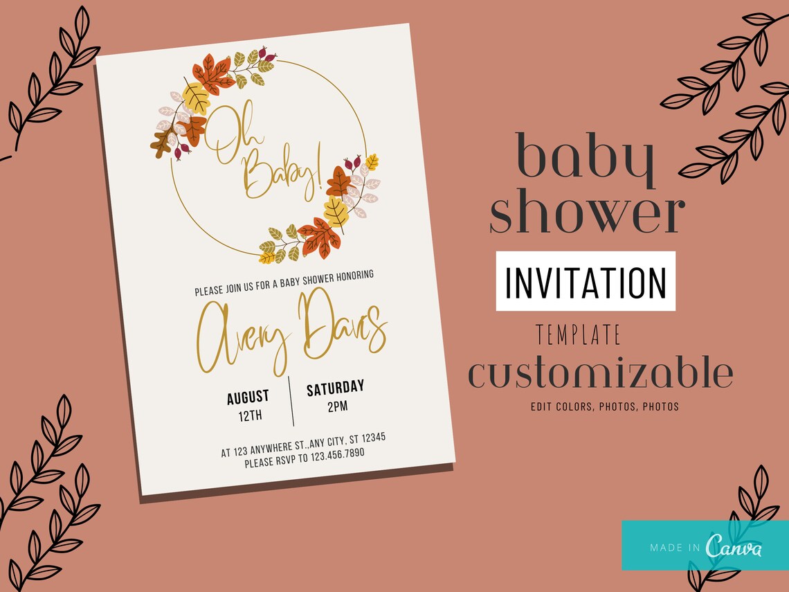 Fall Baby Shower Invite Template Fall Baby Shower Invitation Etsy
