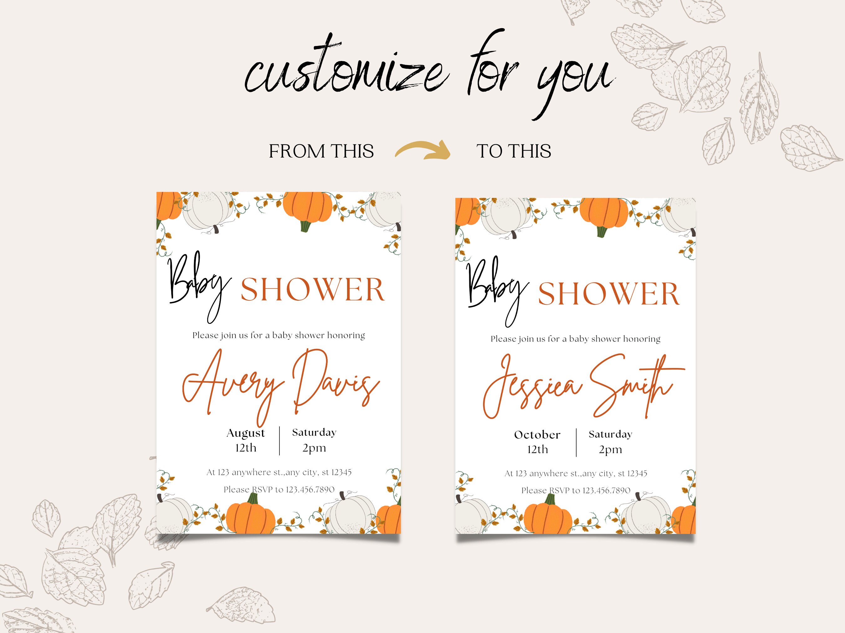 Fall Baby Shower Invitation Fall Baby Shower Invitations Etsy