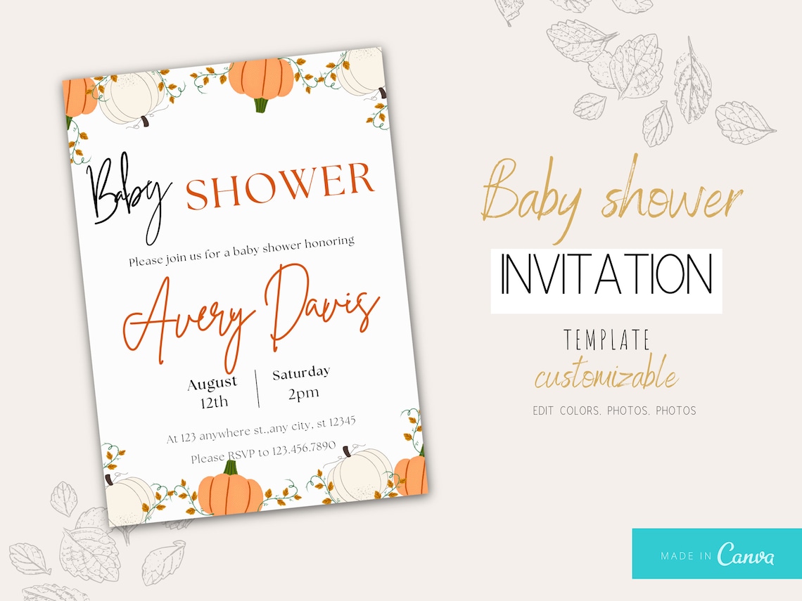 Fall Baby Shower Invitation Fall Baby Shower Invitations Etsy