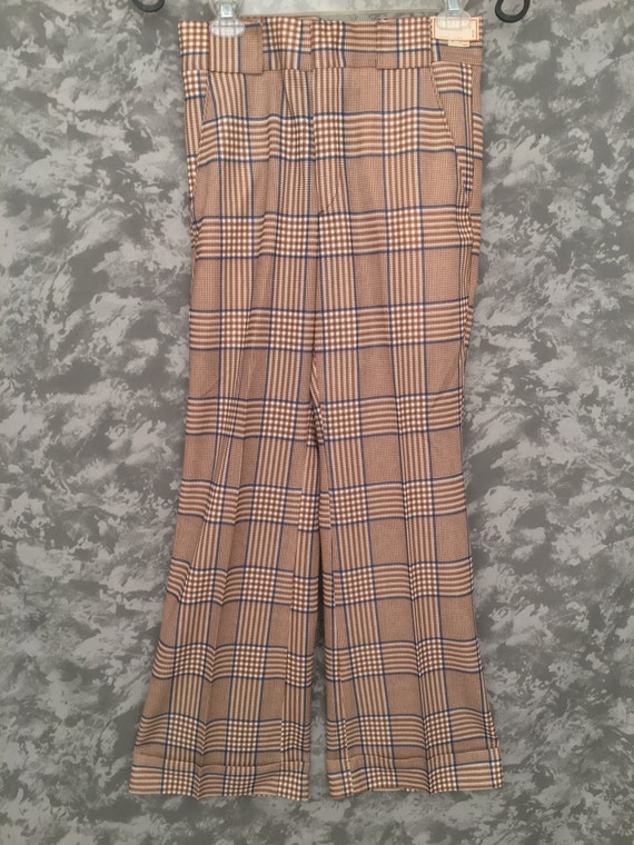 1970's Plaid Deadstock High-Waisted Disco Pants