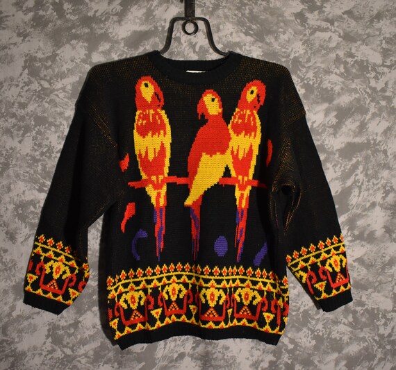 1970's Parrot Print Pullover Sweater