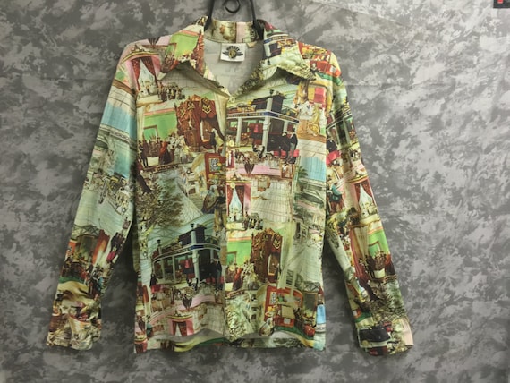 1970's Historical Photo Print Disco Shirt
