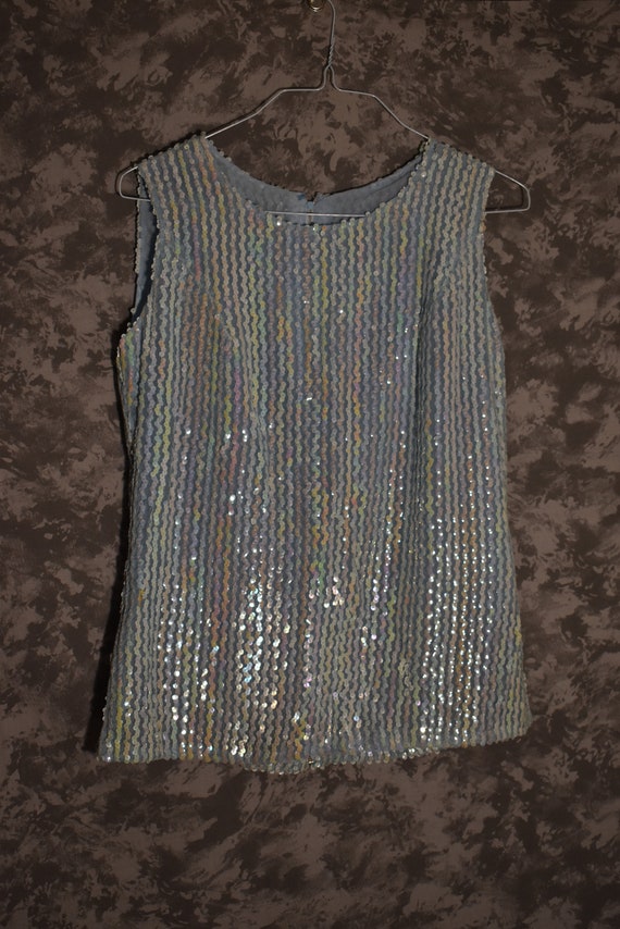 1960's Blue Sequin Top