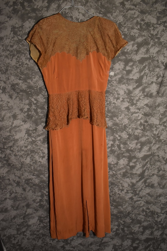 1940's Long Silk & Lace Gown - Prima Label