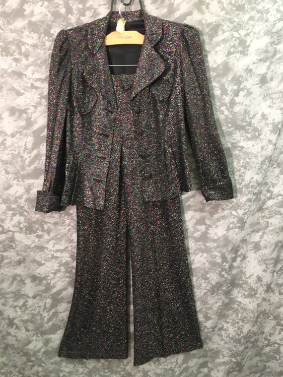 60's-70's Sparkly Jacket & Bell Bottoms Set