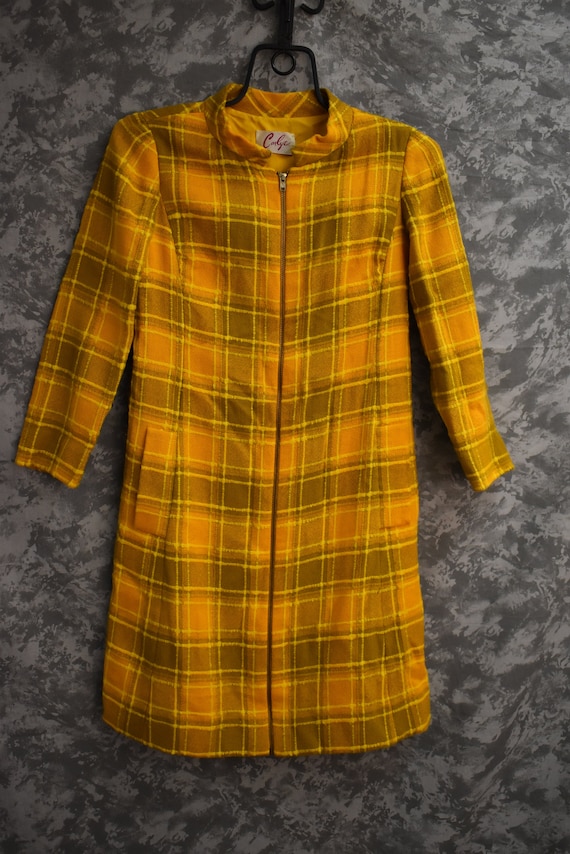 Early 1970's Plaid Zip Front Dress