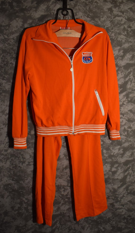 1970's Wheaties Men's Track Suit - Bright Orange