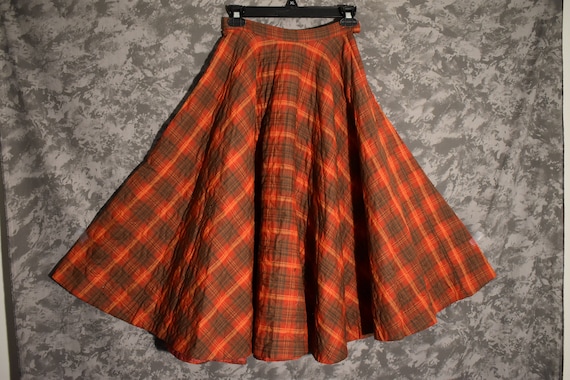 1950's Quilted Plaid Circle Skirt