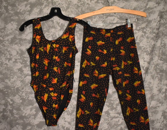 1980's Leotard & Leggings Workout Set