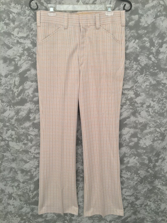 1970's Neutral Plaid Bell Bottoms (Deadstock)