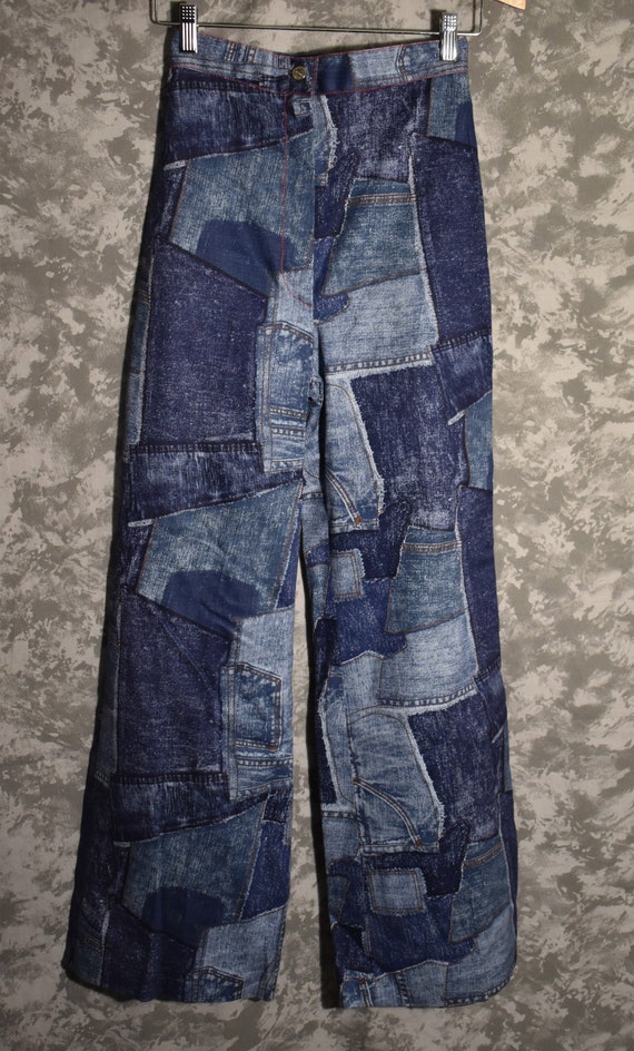 1970's High Waisted Patchwork Denim Bell Bottoms