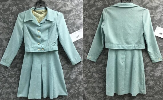 1970's Crane Print Dress with Bolero Jacket