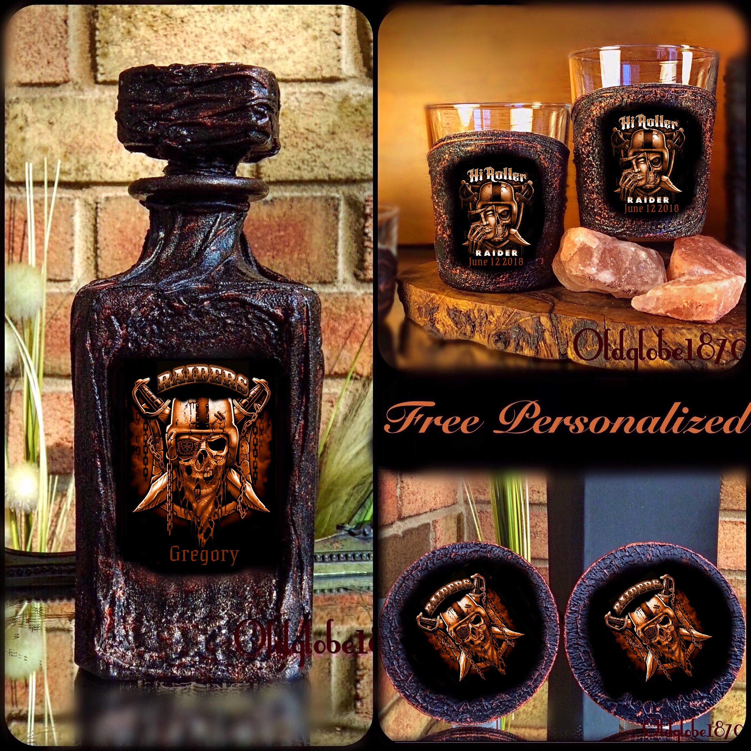 Oakland Raiders Personalized Whiskey DecanterNFL Whiskey Etsy