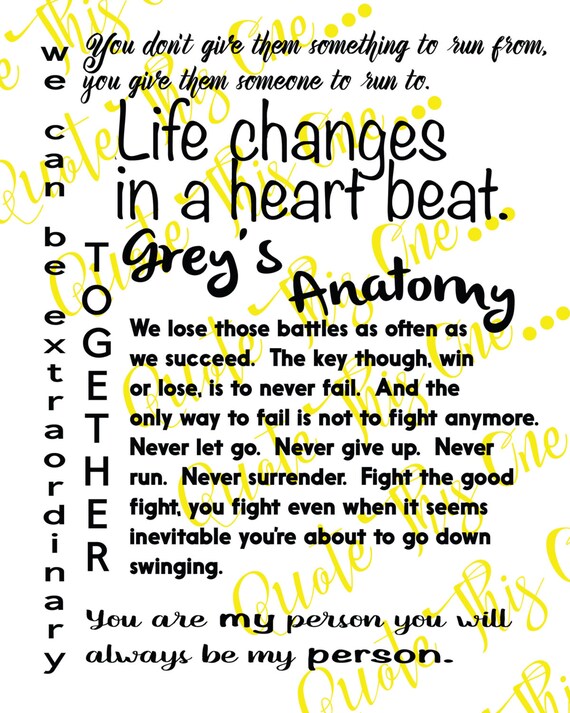 Greys Anatomygreys Anatomy Quotegreys Anatomy Etsy