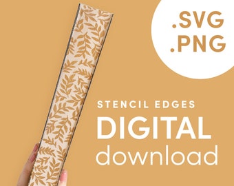 DIGITAL FILE Leaves Pattern Stencil for DIY Stenciled Book Edges | Vector Digital Stencil for Sprayed Edges | Png, Svg, Jpg