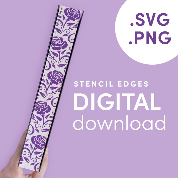 DIGITAL FILE Roses Pattern Stencil for DIY Stenciled Book Edges | Vector Digital Stencil for Sprayed Edges | Png, Svg, Jpg