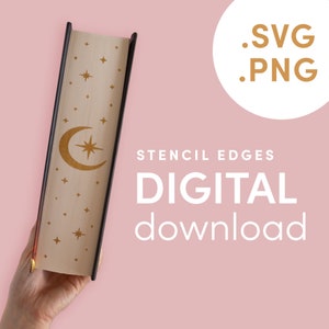 Moon and Stars Book Edge Stencil: DIY Vector Pattern (Digital File)