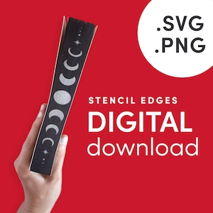 DIGITAL FILE Moon Phases Stencil for DIY Stenciled Book Edges | Vector Digital Stencil for Sprayed Edges | Png, Svg, Jpg