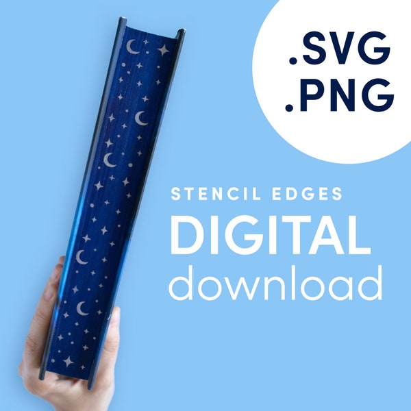 DIGITAL FILE Moon and Stars Pattern Stencil for DIY Stenciled Book Edges | Vector Digital Stencil for Sprayed Edges | Png, Svg, Jpg