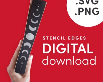 DIGITAL FILE Moon Phases Stencil for DIY Stenciled Book Edges | Vector Digital Stencil for Sprayed Edges | Png, Svg, Jpg