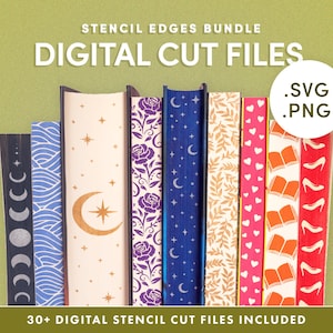 DIGITAL Stencil BUNDLE for DIY Stenciled Book Edges | Vector Digital Stencil Files for Sprayed Edges | Png, Svg, Jpg
