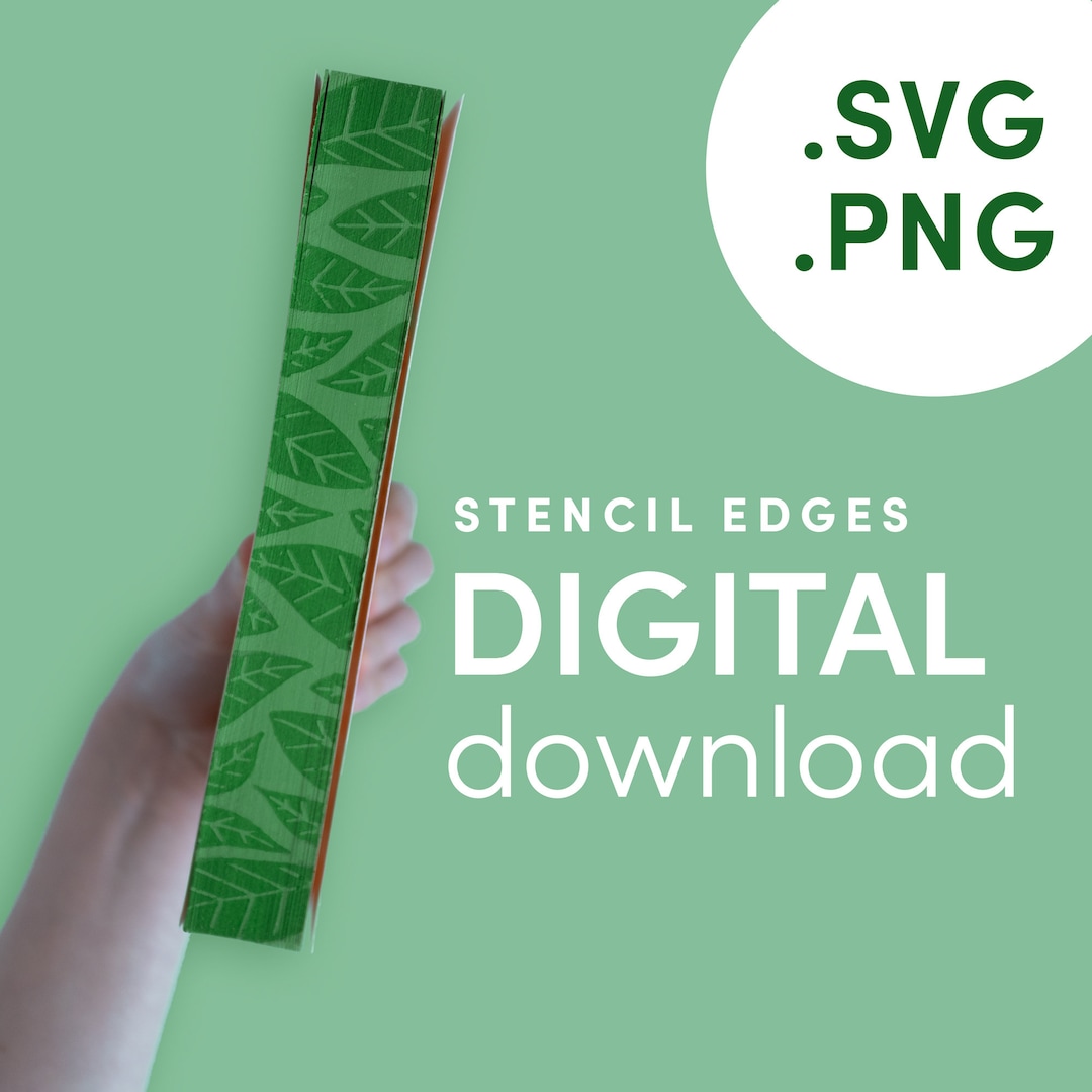 Leaves Pattern Book Edge Stencil: DIY Vector File (Digital Download ...