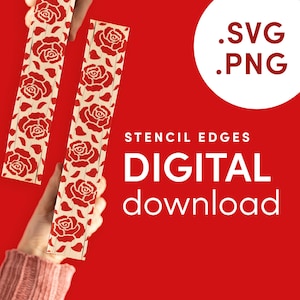 DIGITAL FILE Rose and Petals Pattern Stencil for DIY Stenciled Book Edges | Vector Digital Stencil for Sprayed Edges | Png, Svg, Jpg