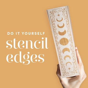 Moon Phases Stencil for DIY Stenciled Book Edges | Stencil for Sprayed Edges, Celestial Pattern
