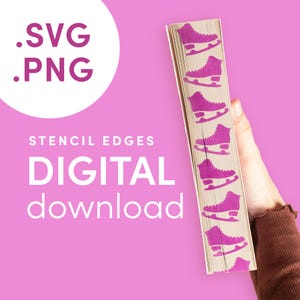 DIGITAL FILE Ice Skates Stencil for DIY Stenciled Book Edges | Vector Digital Stencil for Sprayed Edges | Png, Svg, Jpg