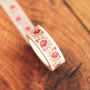 Roses Washi Tape 15mm x 10m | Illustrated Washi | Flowers Washi Tape
