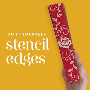 Rose and Leaves Stencil for DIY Stenciled Book Edges | Stencil for Sprayed Edges