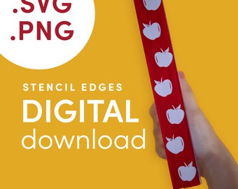 DIGITAL FILE Apples Pattern Stencil for DIY Stenciled Book Edges | Vector Digital Stencil for Sprayed Edges | Png, Svg, Jpg