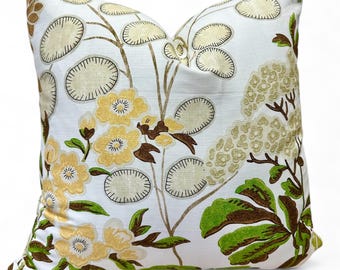 Thibaut Meadow Pillow Cover: Green Floral Accent Pillow