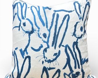 Lee Jofa Hutch Print Pillow Cover: Navy Linen