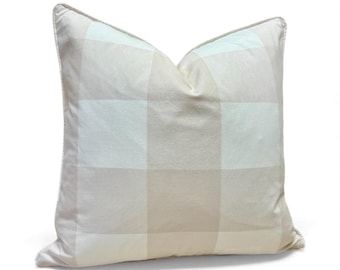 Buffalo Check linen Pillow cover | Beige and White